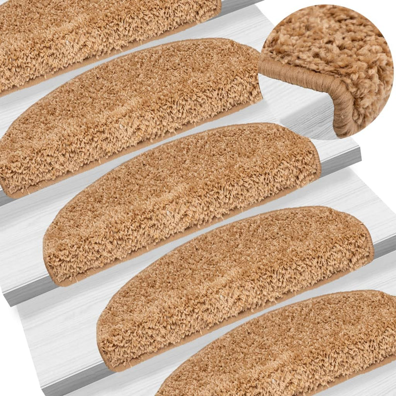 Load image into Gallery viewer, Vidaxl trapmatten 15 st 65x21x4 cm beige halfrond groot
