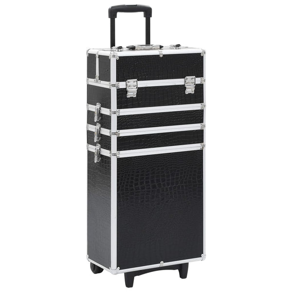 VidaXL Make-up trolley aluminium zwart met krokodillenpatroon