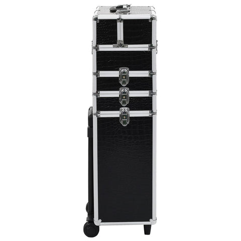 VidaXL Make-up trolley aluminium zwart met krokodillenpatroon