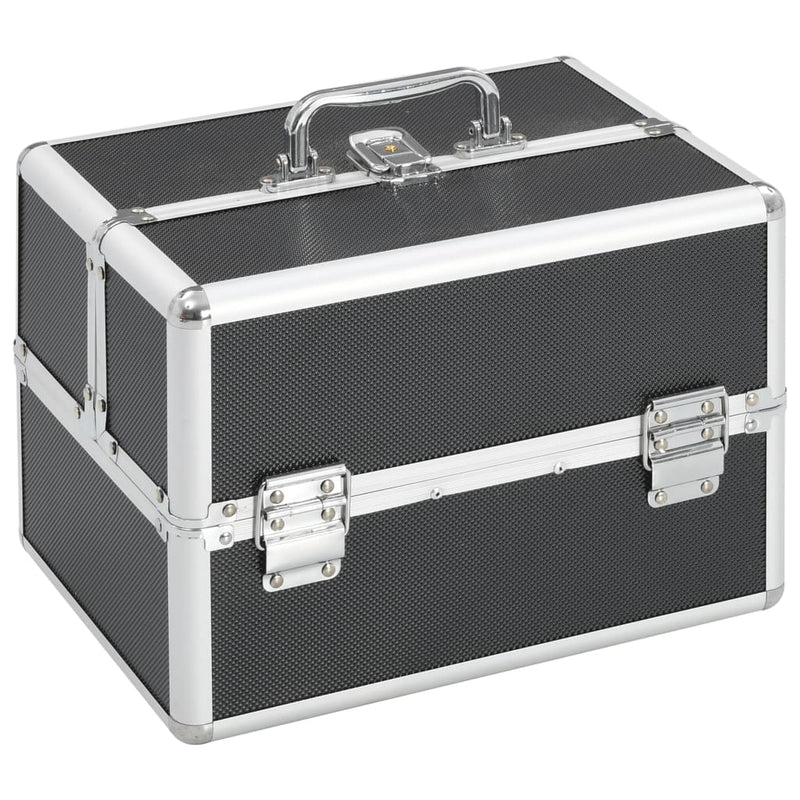 Load image into Gallery viewer, Vidaxl make-up koffer 22x30x21 cm aluminium zwart
