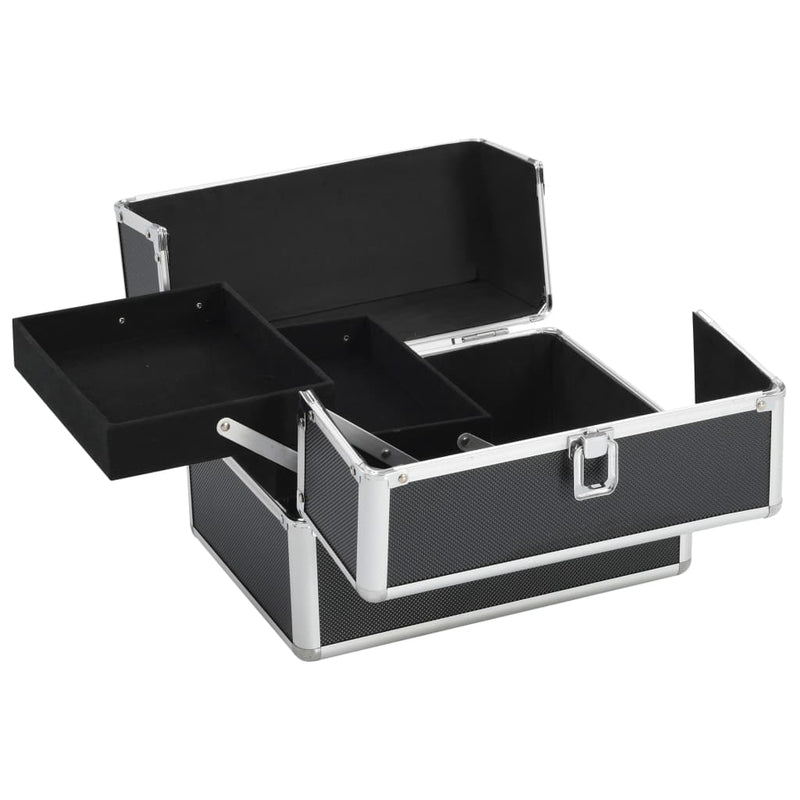 Load image into Gallery viewer, Vidaxl make-up koffer 22x30x21 cm aluminium zwart
