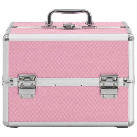 VidaXL Make-up koffer 22x30x21 cm aluminium roze