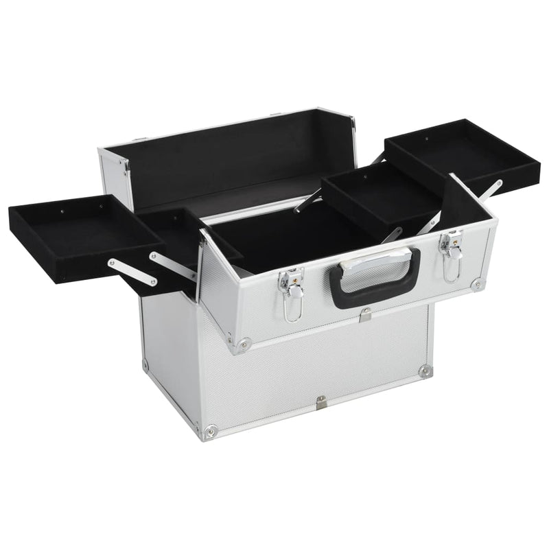 Load image into Gallery viewer, Vidaxl make-up koffer 38x23x34 cm aluminium zilverkleurig
