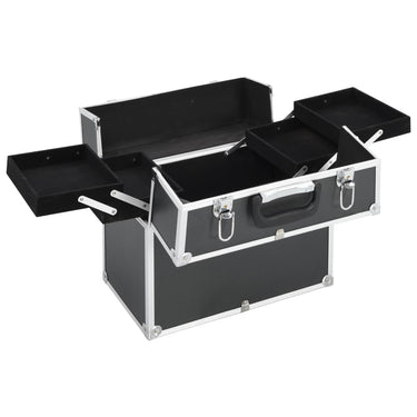 Vidaxl make-up koffer 38x23x34 cm aluminium zwart