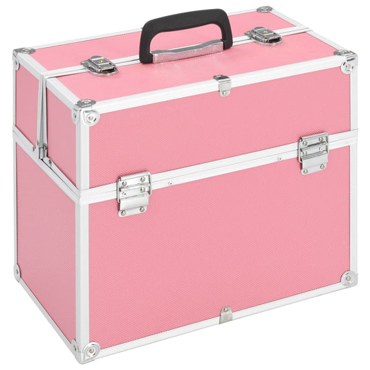 Vidaxl make-up koffer 38x23x34 cm aluminium roze