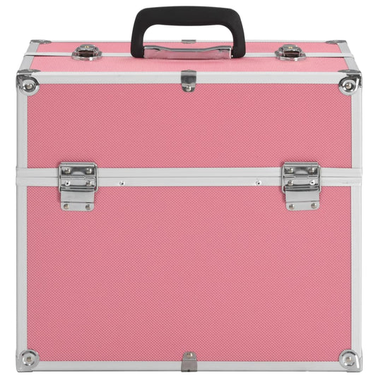 Vidaxl make-up koffer 38x23x34 cm aluminium roze