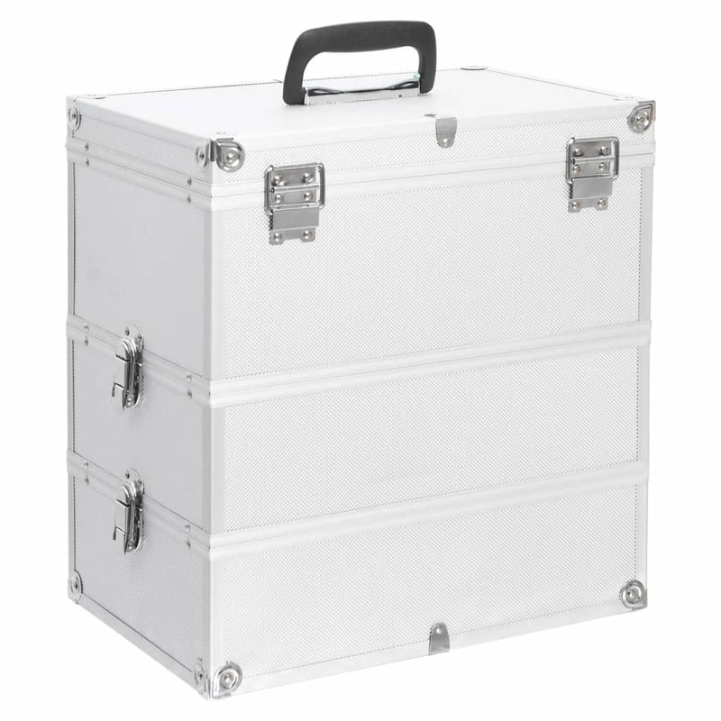 Afbeelding laden in galerijviewer, Vidaxl make-up koffer 37x24x40 cm aluminium zilverkleurig

