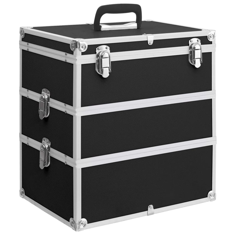 Load image into Gallery viewer, Vidaxl make-up koffer 37x24x40 cm aluminium zwart
