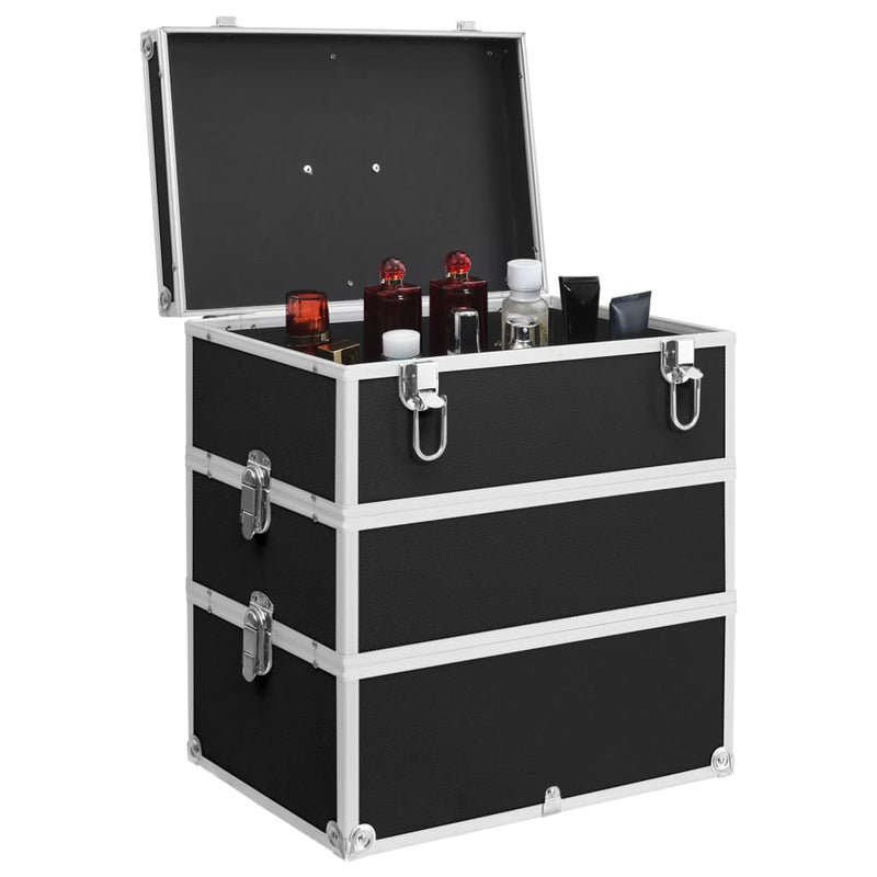 Load image into Gallery viewer, Vidaxl make-up koffer 37x24x40 cm aluminium zwart
