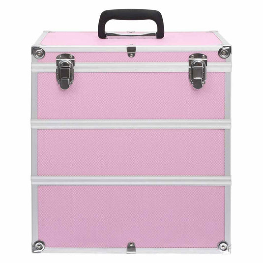 Vidaxl make-up koffer 37x24x40 cm aluminium roze