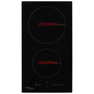Vidaxl inductiekookplaat met 2 kookzones aanraakbediening 3500 w glas