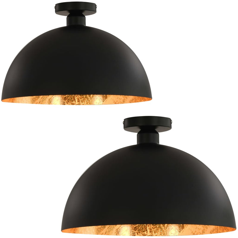 Load image into Gallery viewer, Vidaxl plafondlampen 2 st halfrond e27 zwart en goudkleurig
