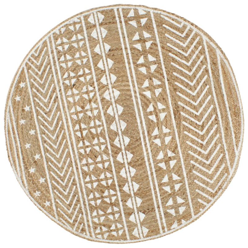 Load image into Gallery viewer, Vidaxl vloerkleed handgemaakt met witte print 90 cm jute
