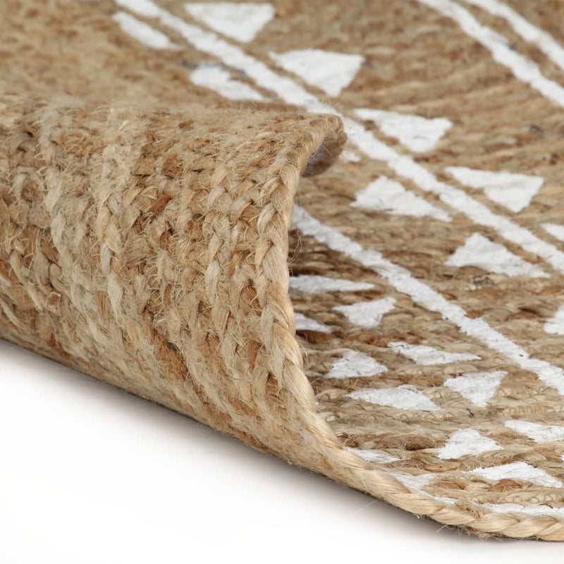 Load image into Gallery viewer, Vidaxl vloerkleed handgemaakt met witte print 90 cm jute
