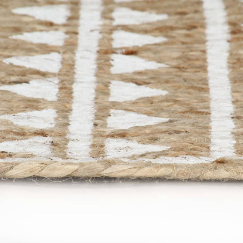 Load image into Gallery viewer, Vidaxl vloerkleed handgemaakt met witte print 90 cm jute
