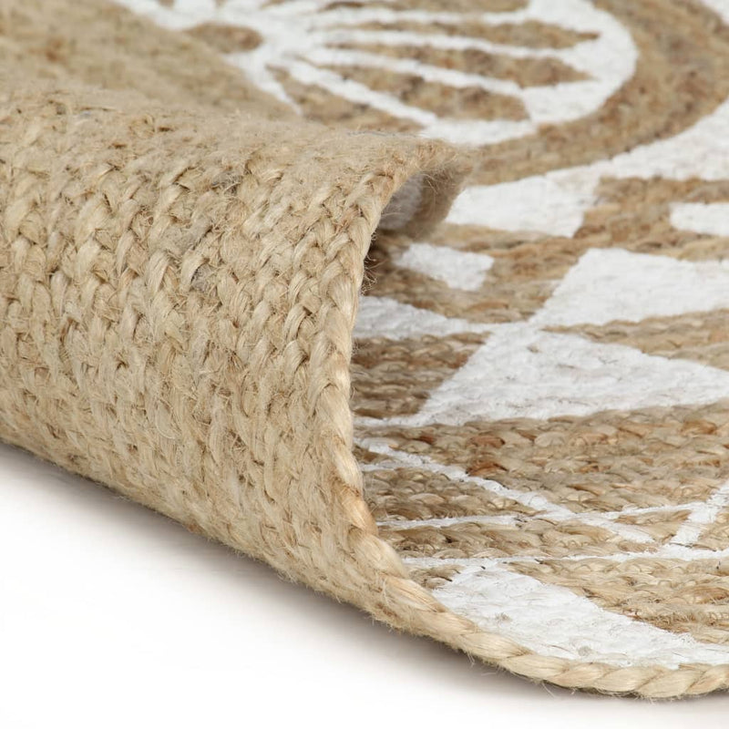 Load image into Gallery viewer, Vidaxl vloerkleed handgemaakt met witte print 90 cm jute
