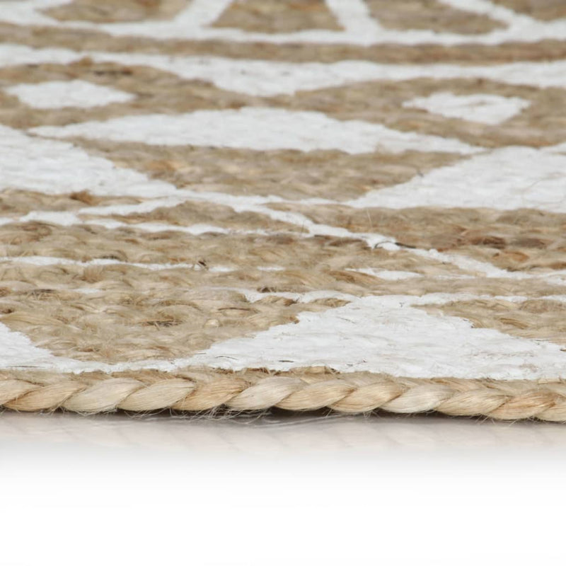 Load image into Gallery viewer, Vidaxl vloerkleed handgemaakt met witte print 90 cm jute
