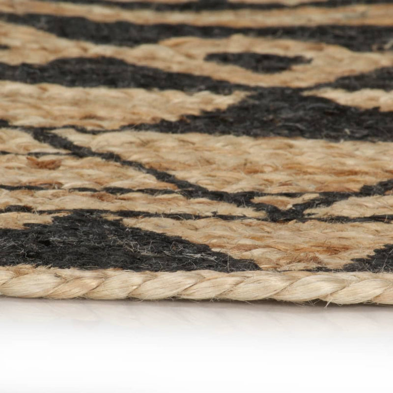 Load image into Gallery viewer, Vidaxl vloerkleed handgemaakt met zwarte print 120 cm jute
