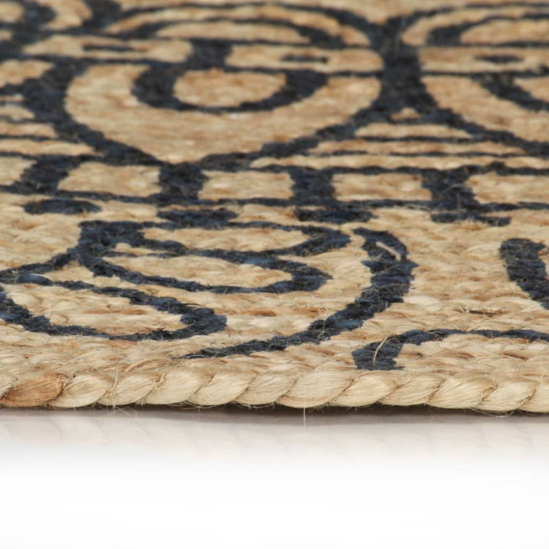 Load image into Gallery viewer, Vidaxl vloerkleed handgemaakt met donkerblauwe print 90 cm jute
