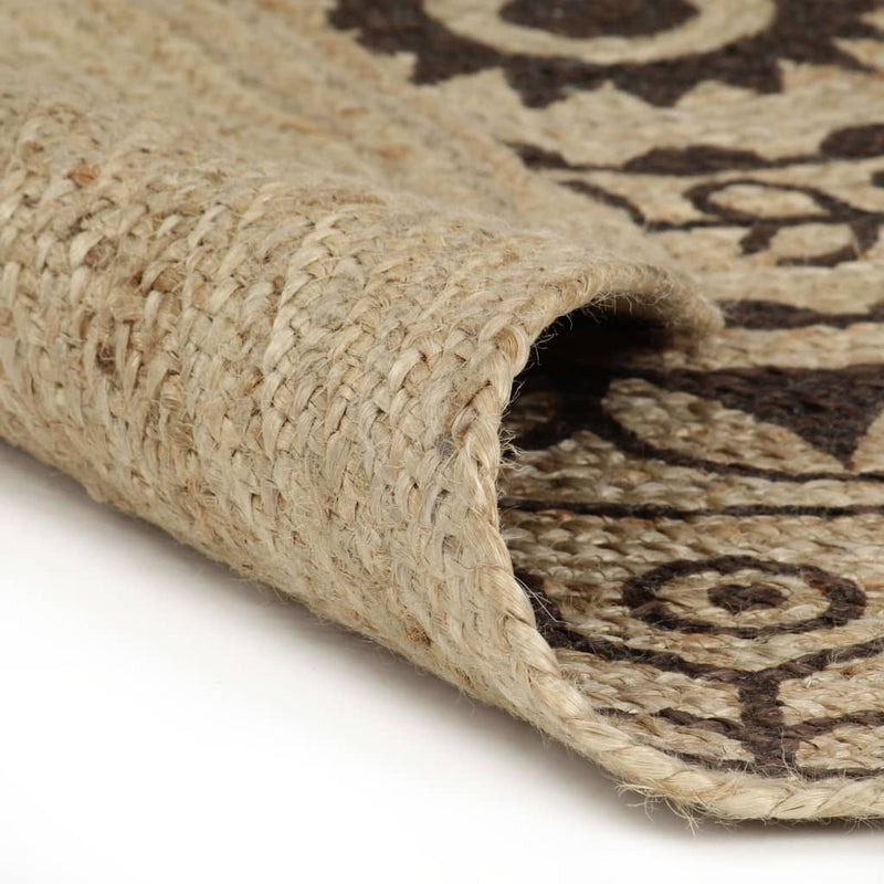 Load image into Gallery viewer, Vidaxl vloerkleed handgemaakt met donkerbruine print 150 cm jute
