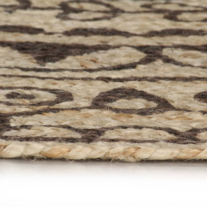 Load image into Gallery viewer, Vidaxl vloerkleed handgemaakt met donkerbruine print 150 cm jute
