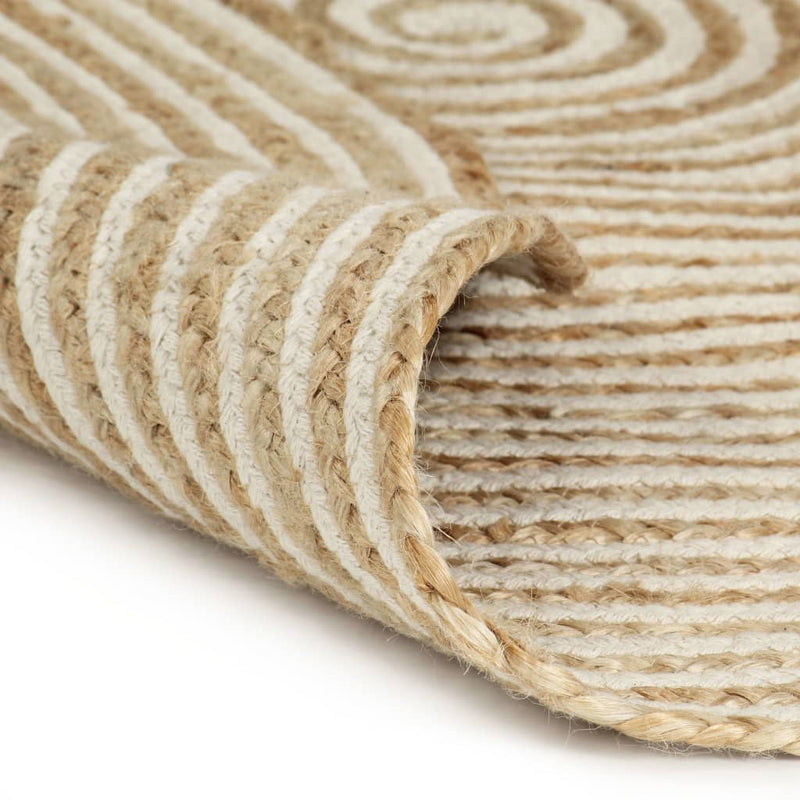 Load image into Gallery viewer, Vidaxl vloerkleed handgemaakt met spiraal ontwerp 120 cm jute wit
