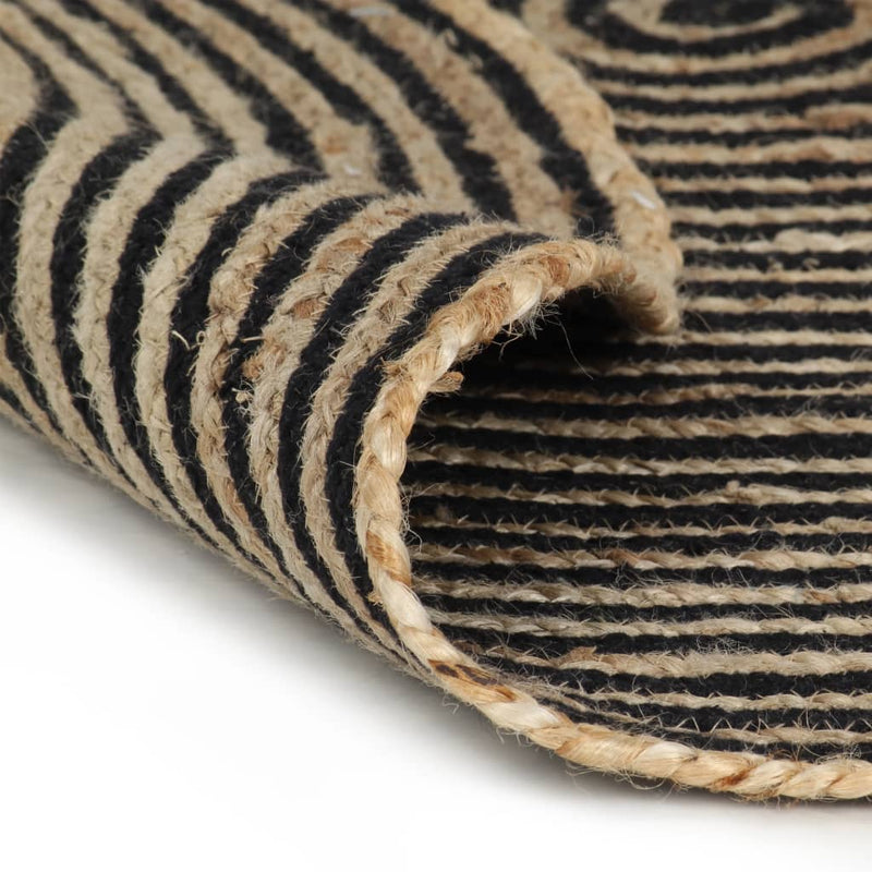 Load image into Gallery viewer, Vidaxl vloerkleed handgemaakt met spiraal ontwerp 120 cm jute zwart
