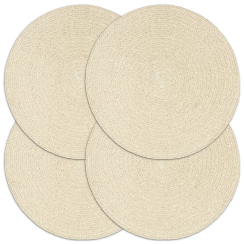 Load image into Gallery viewer, Vidaxl placemats 4 st rond 38 cm katoen natuurlijk
