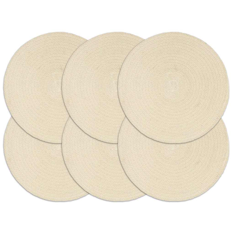 Load image into Gallery viewer, Vidaxl placemats 6 st rond 38 cm katoen natuurlijk
