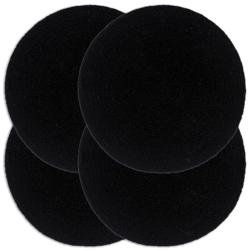 Load image into Gallery viewer, Vidaxl placemats 4 st rond 38 cm katoen effen zwart

