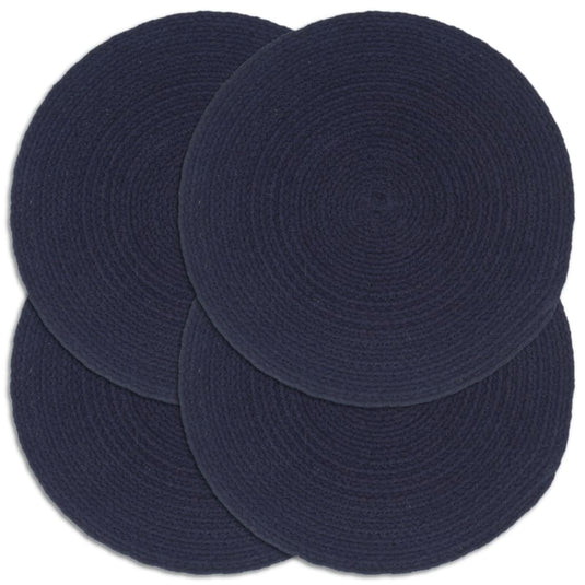 Vidaxl placemats 4 st rond 38 cm katoen effen marineblauw