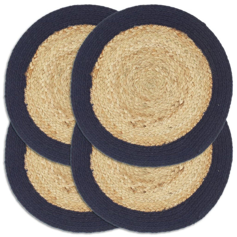 Load image into Gallery viewer, Vidaxl placemats 4 st 38 cm jute en katoen natuurlijk en marineblauw
