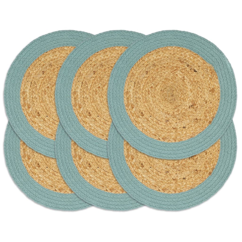 Load image into Gallery viewer, Vidaxl placemats 6 st 38 cm jute en katoen natuurlijk en groen
