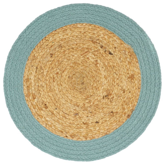Vidaxl placemats 6 st 38 cm jute en katoen natuurlijk en groen