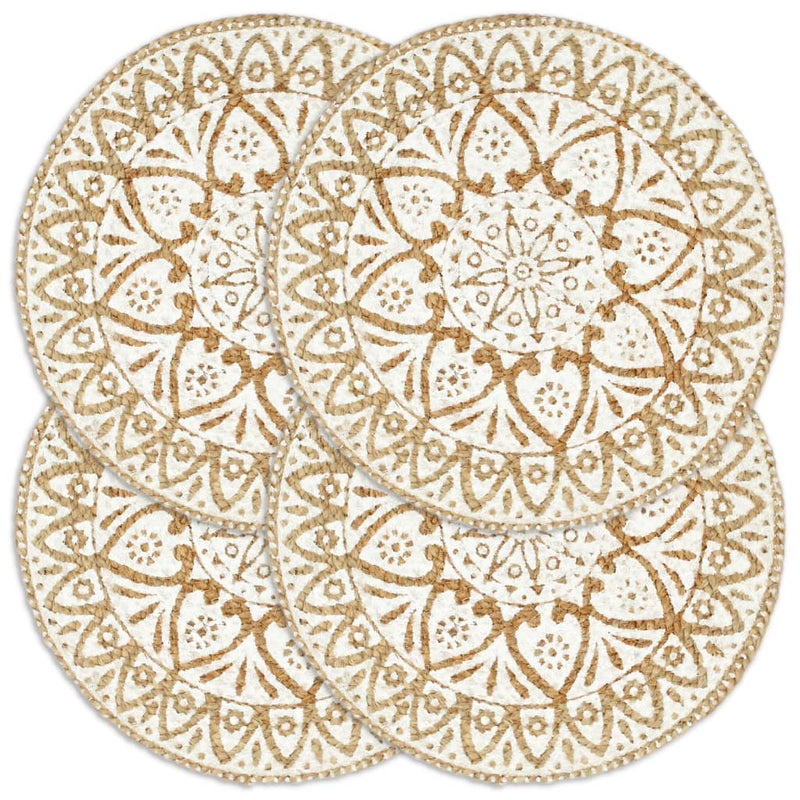 Load image into Gallery viewer, Vidaxl placemats 4 st rond 38 cm jute wit
