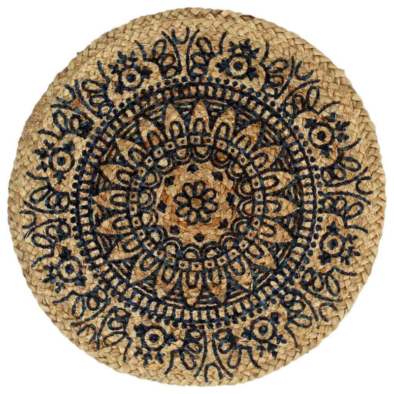 Load image into Gallery viewer, Vidaxl placemats 6 st rond 38 cm jute donkerblauw
