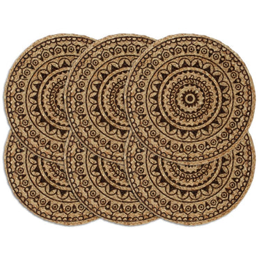 Vidaxl placemats 6 st rond 38 cm jute donkerbruin