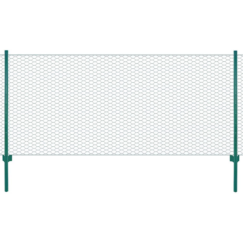 Load image into Gallery viewer, Vidaxl draadgaashek met palen 25x1 m staal groen
