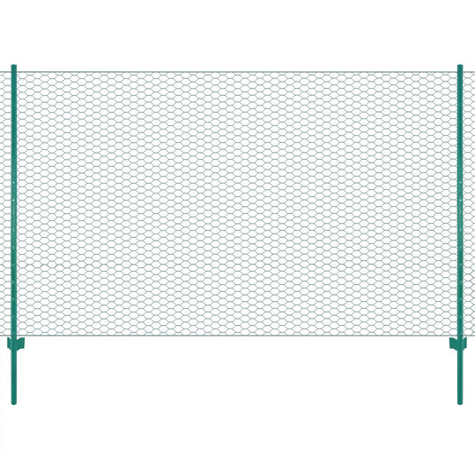 VidaXL Draadgaashek met palen 25x2 m staal groen