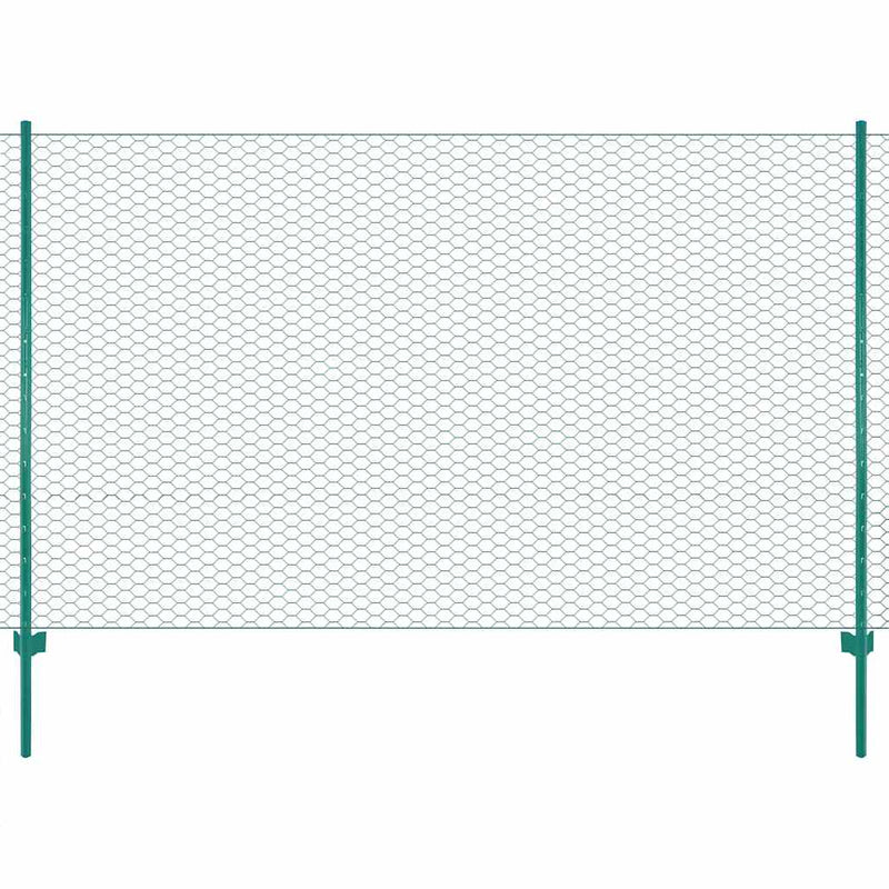 Load image into Gallery viewer, Vidaxl draadgaashek met palen 25x2 m staal groen
