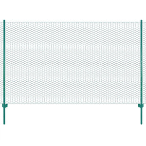 Vidaxl draadgaashek met palen 25x2 m staal groen