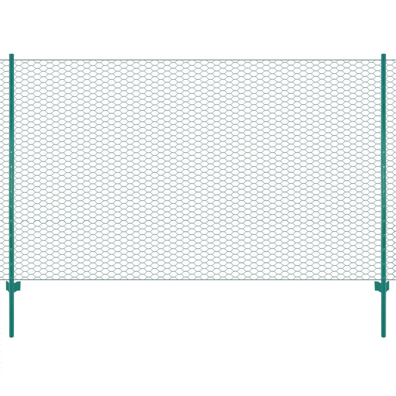 Load image into Gallery viewer, Vidaxl draadgaashek met palen 25x2 m staal groen
