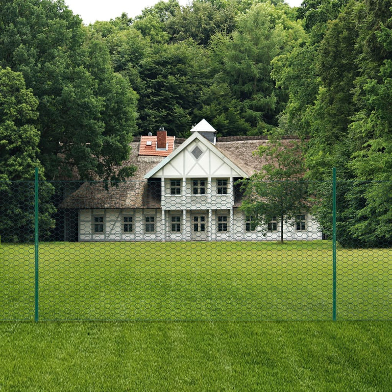 Load image into Gallery viewer, Vidaxl draadgaashek met palen 25x2 m staal groen
