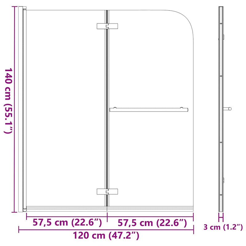 Load image into Gallery viewer, Vidaxl douchewand inklapbaar 2 panelen 120x140 cm esg
