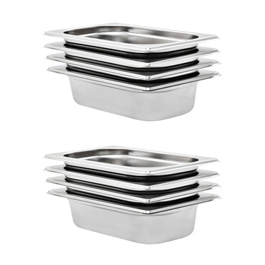 Vidaxl gastronormbakken 8 st gn 1 4 65 mm roestvrij staal