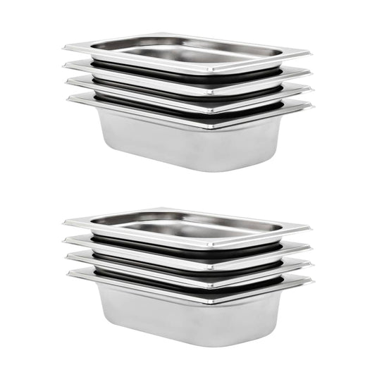 Vidaxl gastronormbakken 8 st gn 1 4 65 mm roestvrij staal