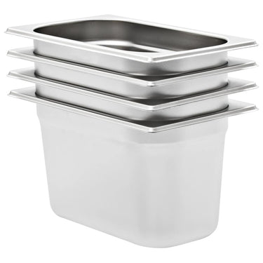 Vidaxl gastronormbakken 4 st gn 1 4 150 mm roestvrij staal
