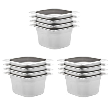Vidaxl gastronormbakken 12 st gn 1 6 100 mm roestvrij staal