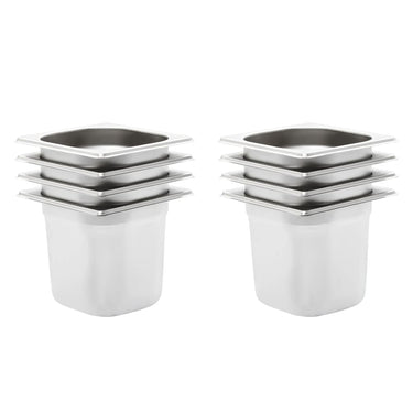 Vidaxl gastronormbakken 8 st gn 1 6 150 mm roestvrij staal