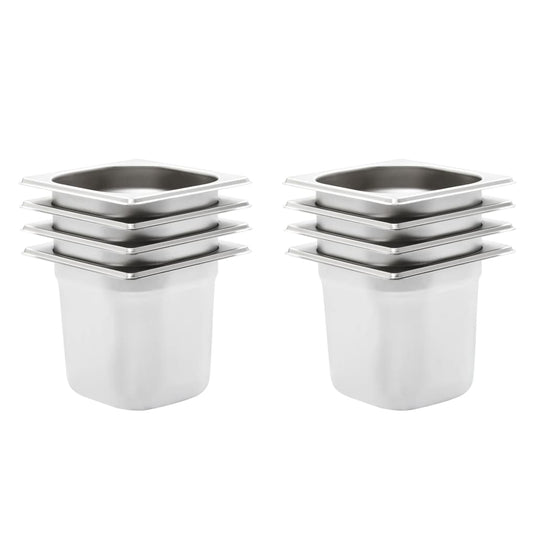 Vidaxl gastronormbakken 8 st gn 1 6 150 mm roestvrij staal